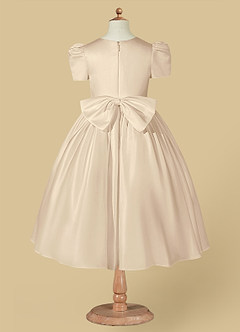 Azazie Anirra Flower Girl Dresses Champagne Ball-Gown Pleated Matte Satin Dress image6