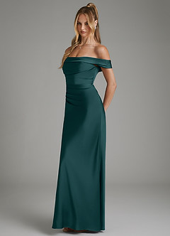 Azazie Hayden Bridesmaid Dresses Pine Mermaid Corset Stretch Satin Dress image4