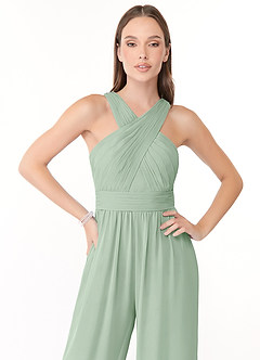 Azazie Berdie Abiti da Damigella Tuta in Chiffon con Scollo Halter Agave image5