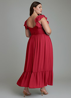 Azazie Anaya Abiti da Damigella Abito A-Line in Chiffon Scollo a Cuore Scarlatto image11