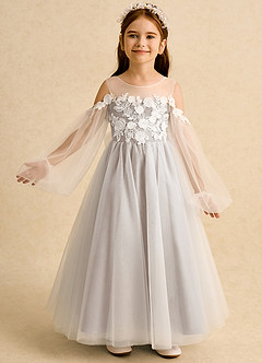 Azazie Zimi vestidos de niña de las flores Vestido de Escarcha de Tul de Princesa con Escote de Corazón image2