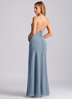 Azazie Grata Suknie dla druhen Syrena Pofałdowany Szyfon Do ziemi Sukienka image2