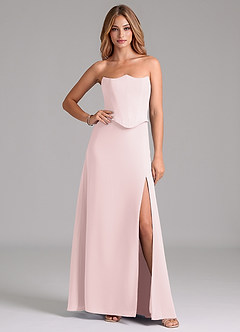 Azazie Jenilyn Jurken voor bruidsmeisjes Jurk van Chiffon met A-Lijn Strapless Blozend Roze image1