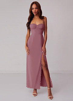 Barbie ♥ Azazie Bridesmaid Dresses Vintage Mauve Sheath Corset Chiffon Dress image1