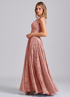 Azazie Charlize Brautjungfernkleider A-Linie One-Shoulder Blumen-Burnout Kleid Rosettenrosa image3