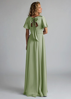 Azazie Kimber Bridesmaid Dresses Dusty Sage A-Line Ruched Stretch Satin Dress image2