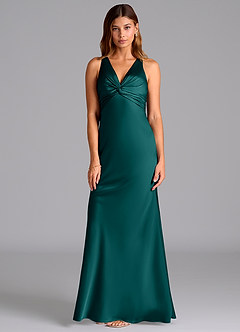 Azazie Hati Brudtärnklänningar Klä av Sjöjungfru i Stretch Satin Påfågelblå image5