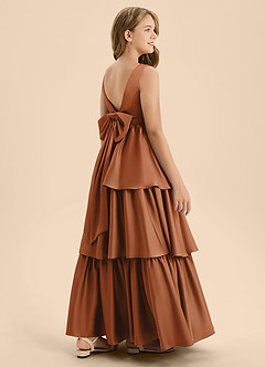 Azazie Meadowyn Junior Copper A-Line Bow Stretch Satin Dress image6