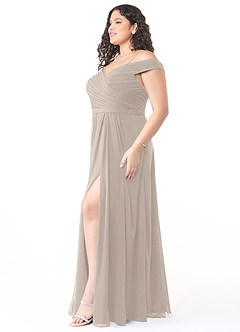Azazie Audrianna Bridesmaid Dresses Frost A-Line Off-The-Shoulder Gathered Chiffon Convertible Dress image9