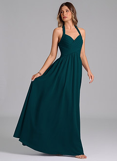 Azazie Darlyn Bridesmaid Dresses Pine A-Line Pleated Chiffon Dress image6