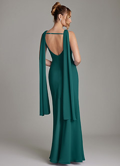 Azazie Essence Bridesmaid Dresses Peacock Sheath Chiffon Dress image2