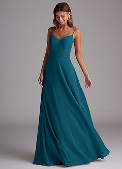 Azazie Marley Bridesmaid Dresses Ink Blue A-Line Off the Shoulder Chiffon Convertible Dress image5