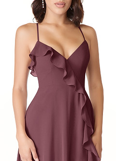 Azazie Tarni Bridesmaid Dresses Sangria A-Line Chiffon Dress image5