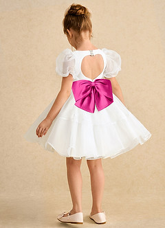 Azazie Debbie vestidos de niña de las flores Vestido de Marfil Fucsia de Organza de Princesa con Escote de Corazón image9