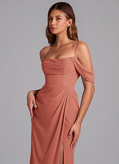 Azazie Johana Jurken voor bruidsmeisjes Converteerbaar Jurk van Chiffon met Zeemeermin Off the Shoulder Merlot image5