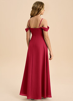 Azazie Anselie Junior Scarlet A-Line Off the Shoulder Chiffon Dress image2