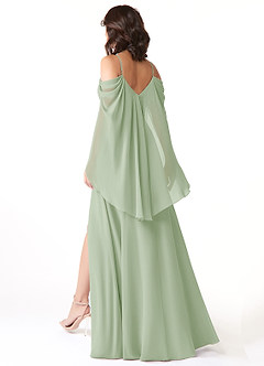 Azazie Cienna Bridesmaid Dresses Dusty Sage A-Line Off the Shoulder Chiffon Dress image5