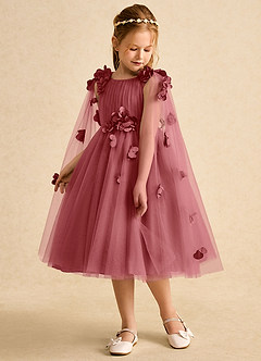 Azazie Staria Jurken voor bloemenmeisjes Baljurk Jurk van Tule Ruches Antieke Roos image5