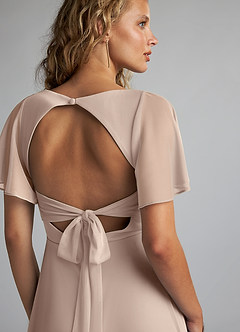 Azazie Induh Bridesmaid Dresses Taupe A-Line Flutter V-neck Mesh Dress image6