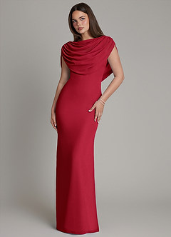 Azazie Hadley Bridesmaid Dresses Scarlet Mermaid Pleated Chiffon Dress image2