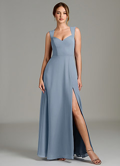 Azazie Gwendolyn Bridesmaid Dresses Dusty Blue A-Line Sweetheart Neckline Chiffon Dress image5