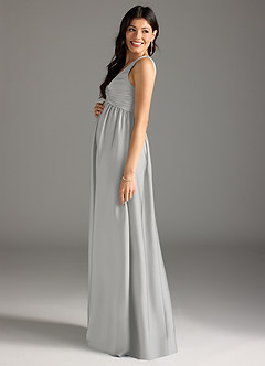 Azazie Yetta Maternity Bridesmaid Dresses A-Line Pleated Stretch Satin Floor-Length Dress image4