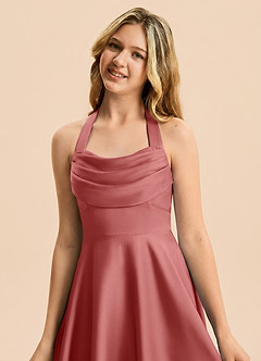 Azazie Kady Junior Robe Trapèze en Satin extensible Décolleté en cœur Antique Rose image6