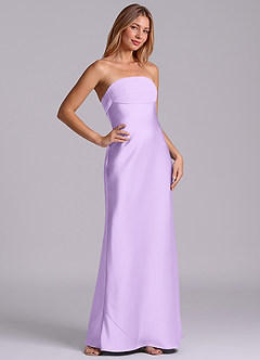 Azazie Ailanie Brudtärnklänningar Klä av Tubklänning i Stretch Satin Axelbandslös Lila image5