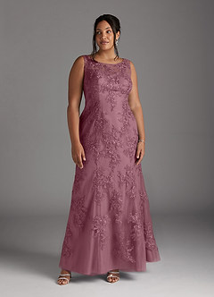 Azazie Whilhelmina Mother of the Bride Dresses Vintage Mauve Mermaid Lace Chiffon Dress image12