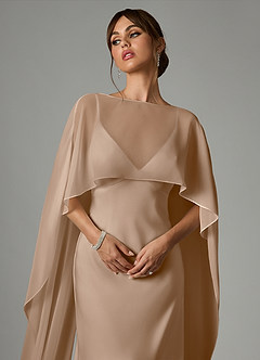 Azazie Stefania Bridesmaid Dresses Taupe A-Line Stretch Satin Dress image5