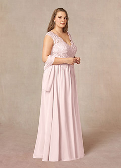 Azazie Amethyst Mother of the Bride Dresses Blushing Pink A-Line V-Neck Sequins Chiffon Dress image11