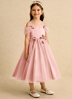 Azazie Juni Robe Demoiselle D'honneur Fillette Robe Princesse en Tulle Plissée Rosette image8