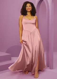 Barbie ♥ Azazie Bridesmaid Dresses Rosette A-Line with Pockets Stretch Satin Dress image10