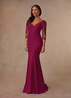Azazie Fanny Mother of the Bride Dresses Burgundy Mermaid Lace Dress image2