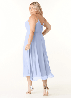 Azazie Clarissa Brautjungfernkleider A-Linie V-Hals Chiffon Kleid Eis image10
