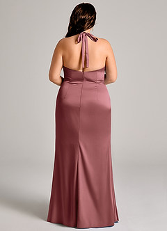 Azazie Valerie Jurken voor bruidsmeisjes Jurk van Stretch Satijn met Zeemeermin Geplooid Amethist image12