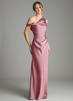 Azazie Emerson Bridesmaid Dresses Vintage Mauve Mermaid Off the Shoulder Stretch Satin Dress image5