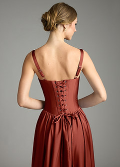 Azazie Evadina Suknie dla druhen Linia A Gorset Satyna elastyczna Do ziemi Sukienka image6