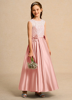 Azazie Candy Girl Jurken voor bloemenmeisjes Baljurk Jurk van Mat Satijn Boog Rozet image7