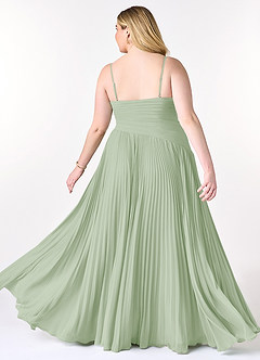 Azazie Vini Bridesmaid Dresses Dusty Sage A-Line V-Neck Pleated Chiffon Dress image9