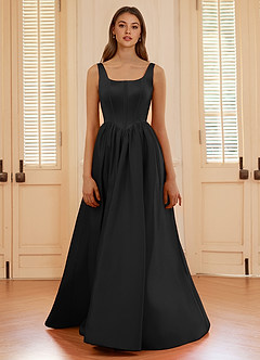 Blakellya Schwarz A-Linien-Abendkleid mit Korsett und Stäbchen image3