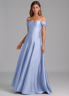 Azazie Seriana Bridesmaid Dresses Ice A-Line Off the Shoulder Stretch Satin Convertible Dress image3