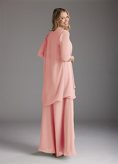 Azazie Weisz Kleider für die Brautmutter A-Linie Quadratischer Ausschnitt Gefaltet Chiffon Kleid Rosettenrosa image2