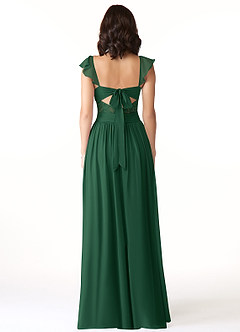 Azazie Lissa Bridesmaid Dresses Dark Green A-Line Lace Chiffon Dress image2