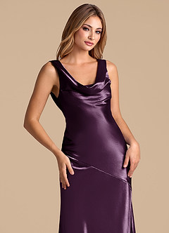 Azazie Rylina 신부 들러리 드레스 인어 메탈릭 새틴 바닥 길이 드레스 image7