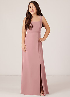 Azazie Renee Junior Dusty Rose A-Line Side Slit Chiffon Dress image1