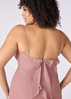 Barbie ♥ Azazie Bridesmaid Dresses Dusty Rose Sheath Bow Chiffon Dress image8