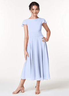 Azazie Payton Junior Ice A-Line Bow Chiffon Dress image1
