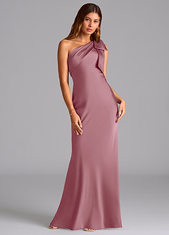 Azazie Yuanna Bridesmaid Dresses Vintage Mauve Mermaid One Shoulder Stretch Satin Dress image3