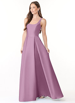 Azazie Neve Robes de demoiselle d'honneur Robe Princesse en Satin extensible avec poches Glycine image3